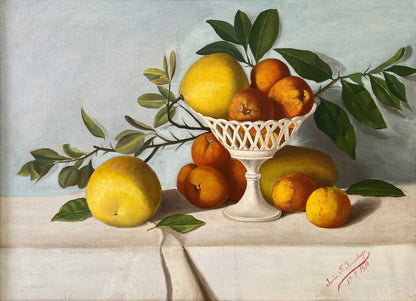 Javier Gurruchaga. Still Life with Oranges. Oil on Canvas. Spanish School. 1910