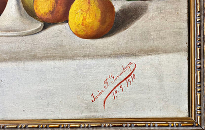 Javier Gurruchaga. Still Life with Oranges. Oil on Canvas. Spanish School. 1910