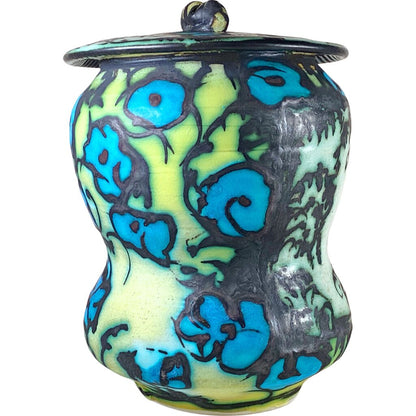 George Perlman. Blue & Yellow Lidded Jar. Porcelain.
