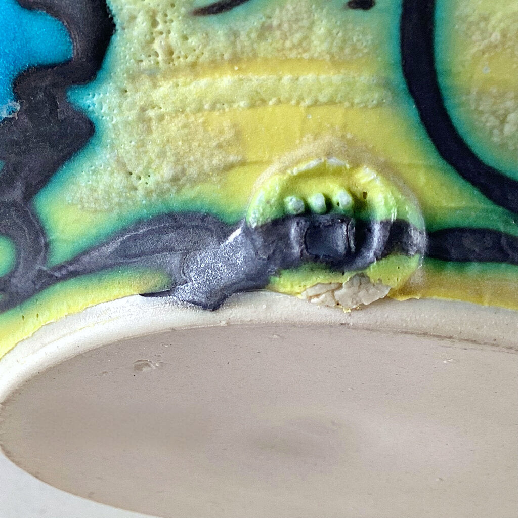 George Perlman. Blue & Yellow Lidded Jar. Porcelain.