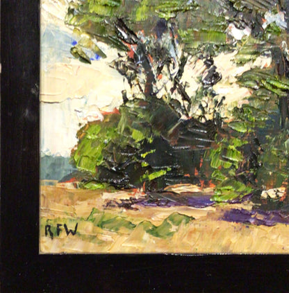 Richard Wyvill. Trees in a Field'. Oil on Board.