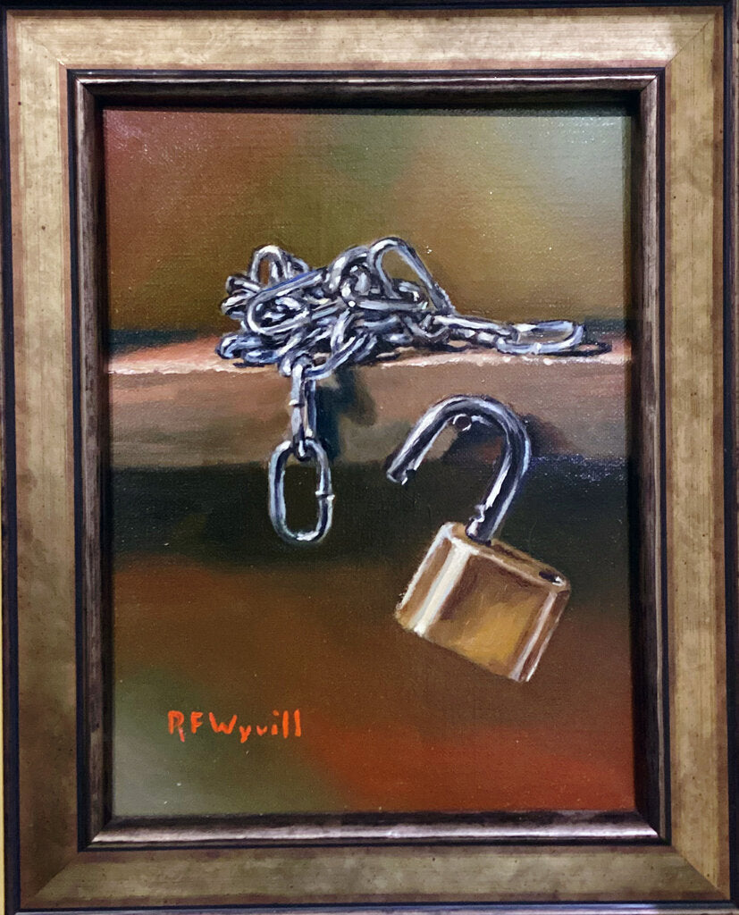 Richard Wyvill. "Still Life w Chain & Lock". Oil on Canvas