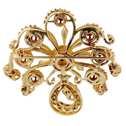 14kt Gold and Garnet Tassel Brooch