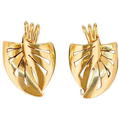14kt Yellow Gold Clip Leaf Earrings