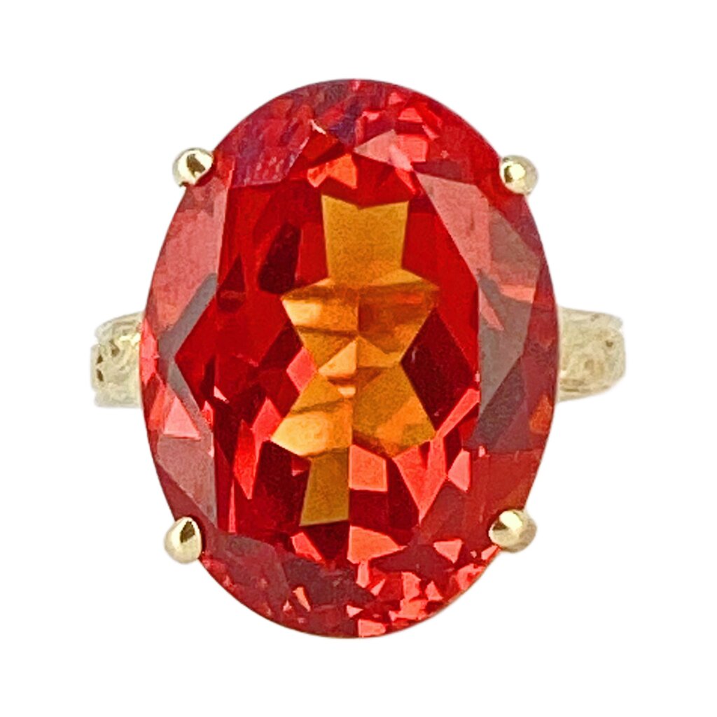 10kt White Gold and Orange Stone Ring