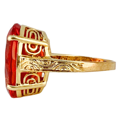 10kt White Gold and Orange Stone Ring