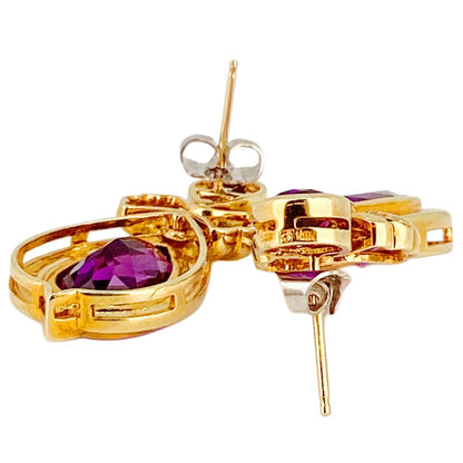 14kt, Amethyst and Diamond Pendant Earrings