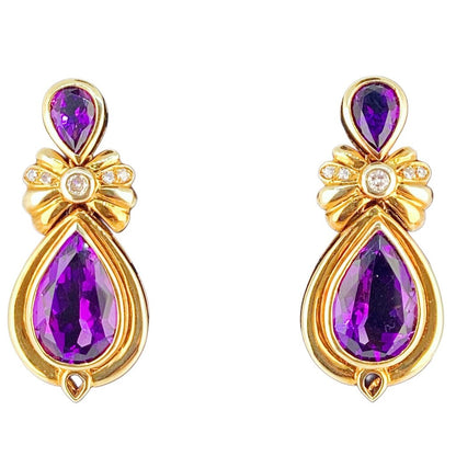 14kt, Amethyst and Diamond Pendant Earrings