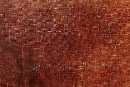 Illegibly Signed. Cowboy Earl & His Buffalo. Oil on Canvas.