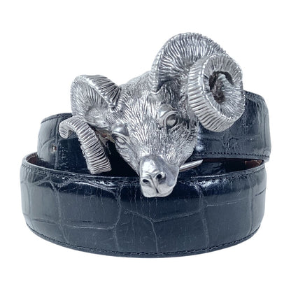 Wathne Sterling Ram Buckle w/crocodile Belt..