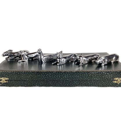 French Deco Nickel Plated Knife Rest Set in Box. c.1930's