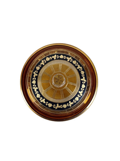Vintage Amber & Gold Bohemian Glass Lidded Jar