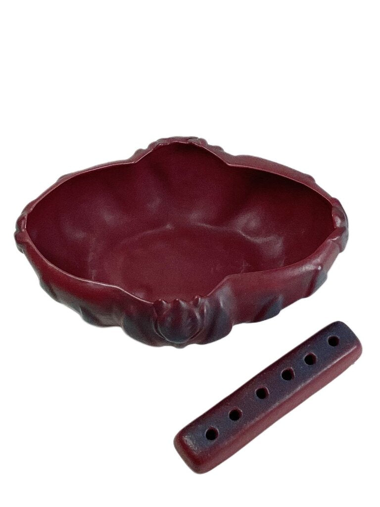 Vintrage Van Brittle Mulberry Tulip Bowl w Floral Frog