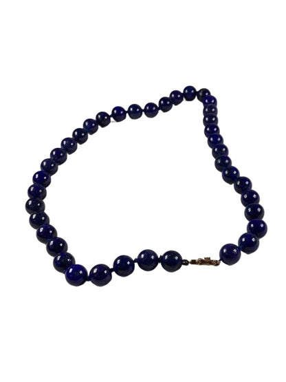 Lapis Beaded Necklace w 14KT Gold Clasp