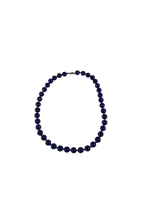 Lapis Beaded Necklace w 14KT Gold Clasp