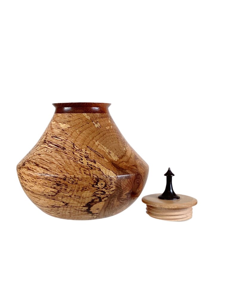 Salted Walnut Hand-Turned Jar with Finial