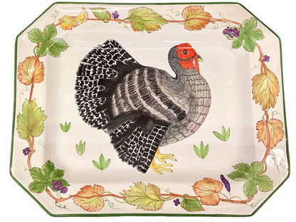 Large Hand-Painted Turkey Platter