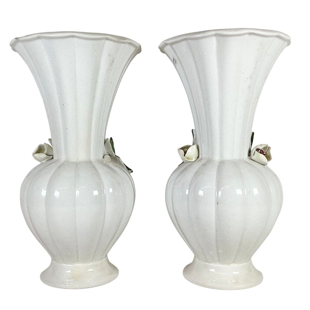 Magnolia Blossom Capodimonte Vases (Pair)