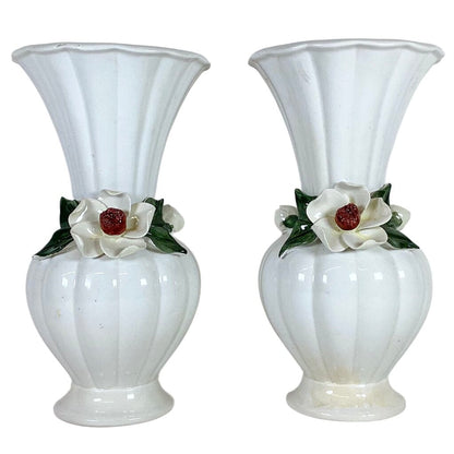 Magnolia Blossom Capodimonte Vases (Pair)