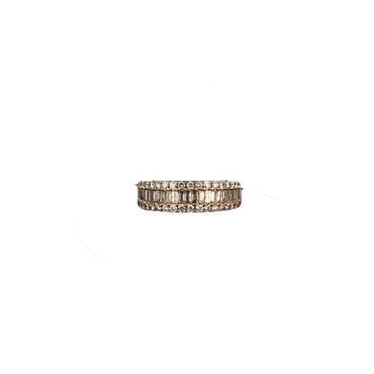 14Kt Gold Ring w 3 Rows of Diamonds
