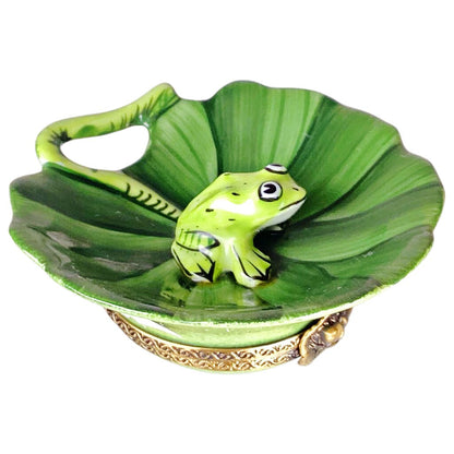 Limoges Frog on a Lily Pad Hand Painted Box