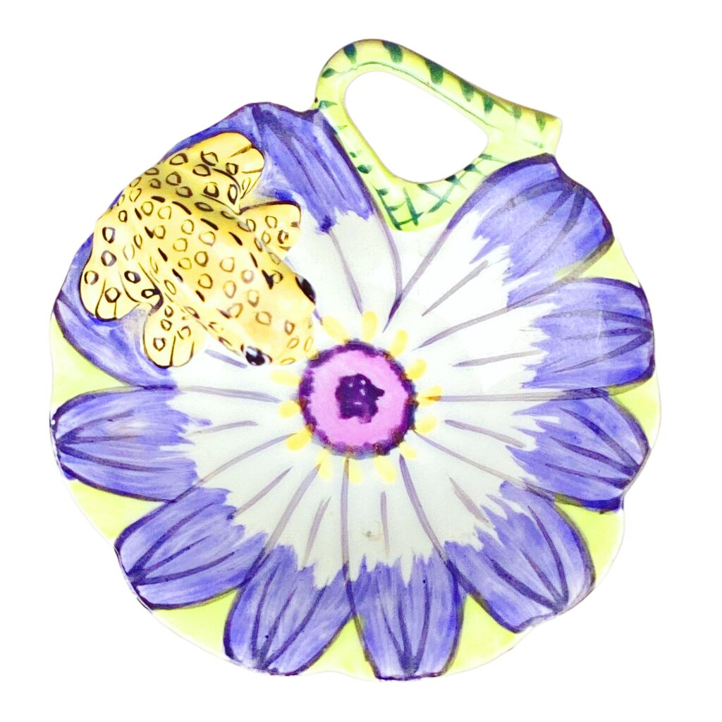 Limoges Yellow Dart Frog on a Clematis Painted Box