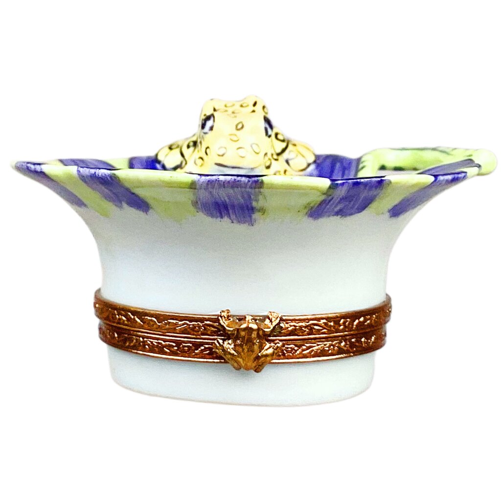 Limoges Yellow Dart Frog on a Clematis Painted Box