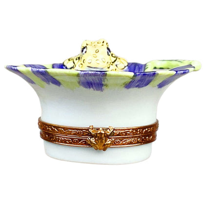 Limoges Yellow Dart Frog on a Clematis Painted Box