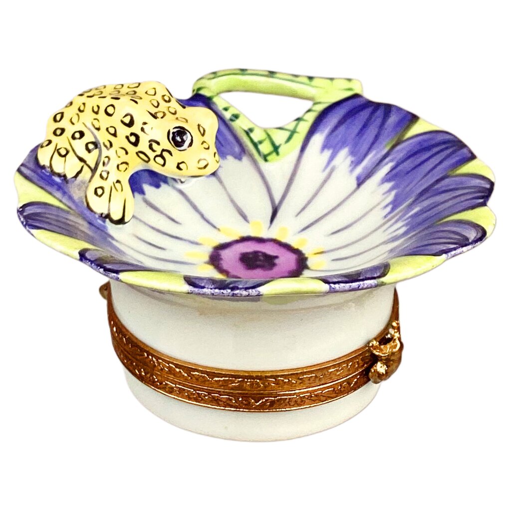Limoges Yellow Dart Frog on a Clematis Painted Box