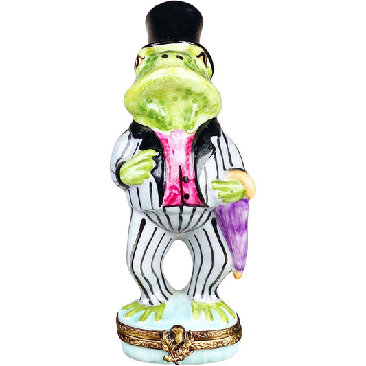 Limoges Dapper Frog Hand Painted Box