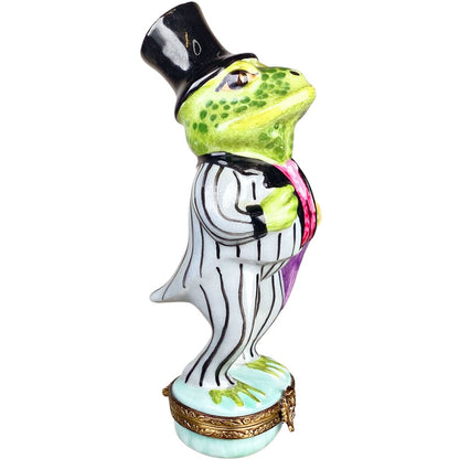 Limoges Dapper Frog Hand Painted Box