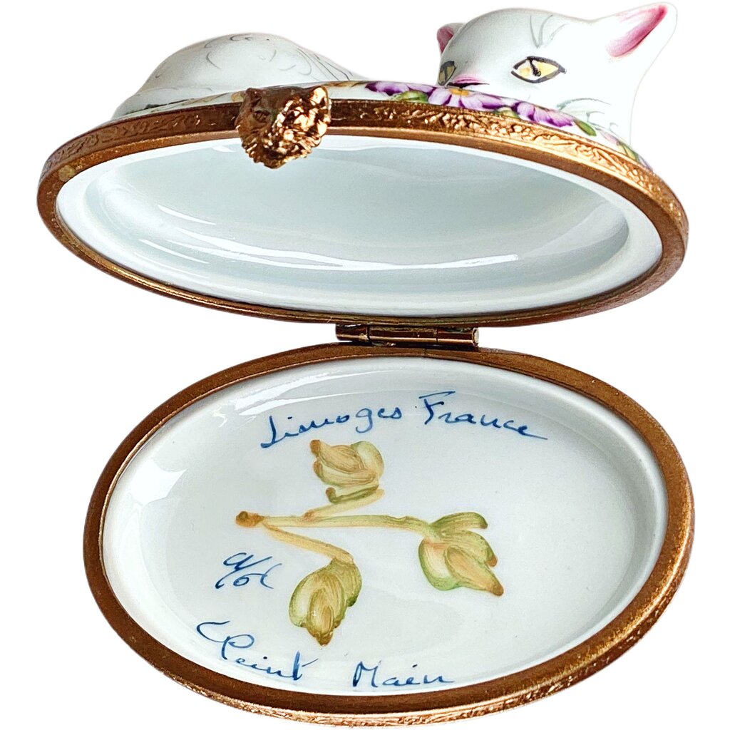 Limoges Observant Cat Hand Painted Box