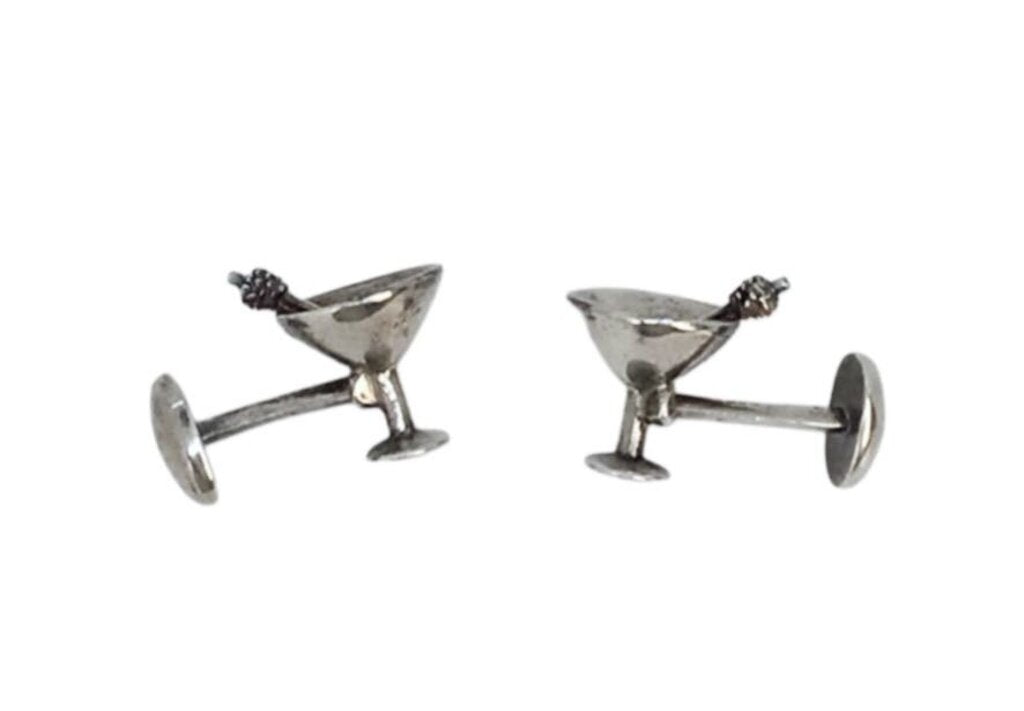 Sterling Martini Cuff Links