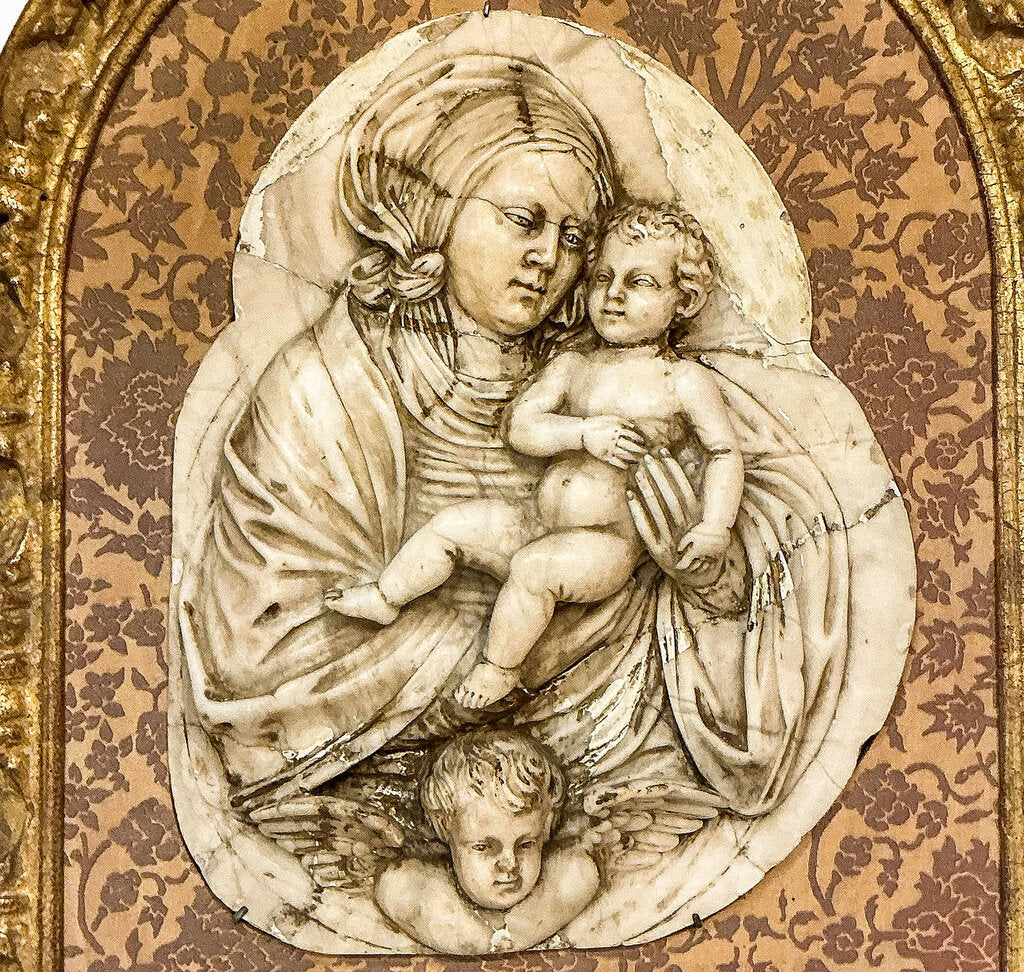 Madonna & Child Marble Relief Tondo - Opportunity Shop DC