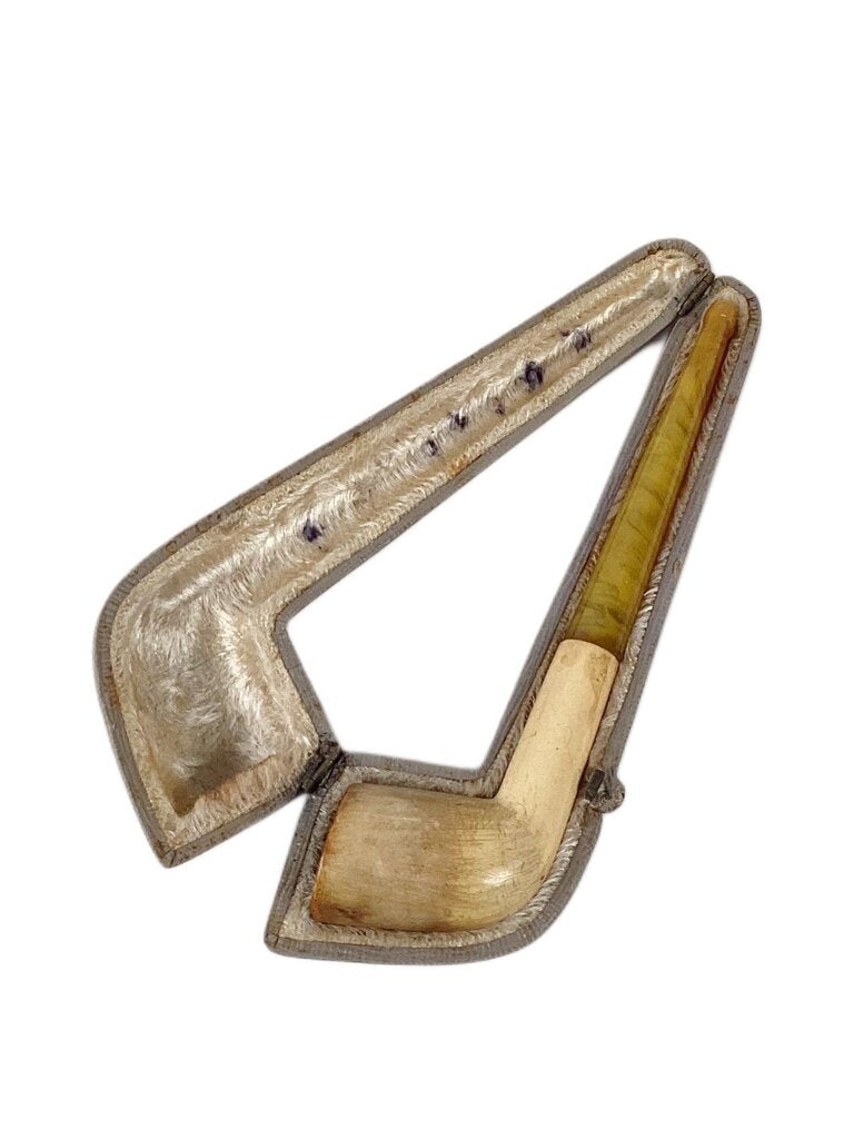 Vintage Meerschaum Gentleman's Pipe in Snakeskin Case