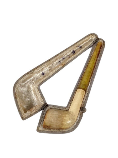 Vintage Meerschaum Gentleman's Pipe in Snakeskin Case