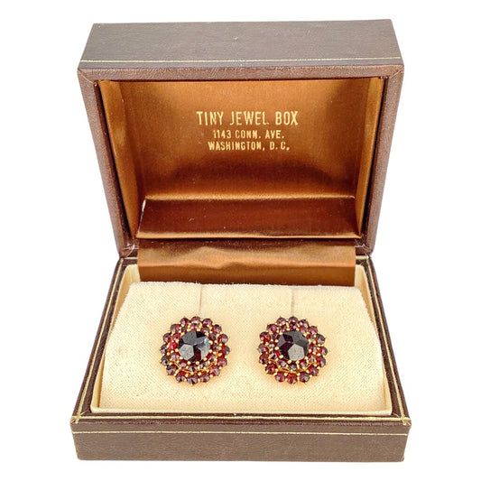 Victorian Bohemian Garnet Cluster Earrings - Opportunity Shop DC