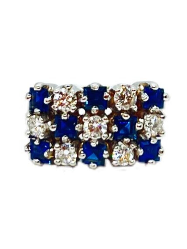 18Kt White Gold Diamond & Sapphire Ring