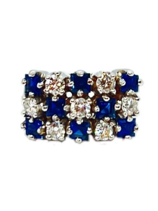 18Kt White Gold Diamond & Sapphire Ring