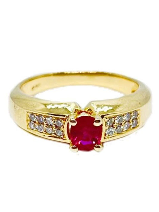 14Kt Gold Ring w Ruby & Diamonds