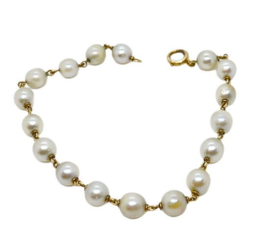 14Kt Gold & Cultured Pearl Bracelet