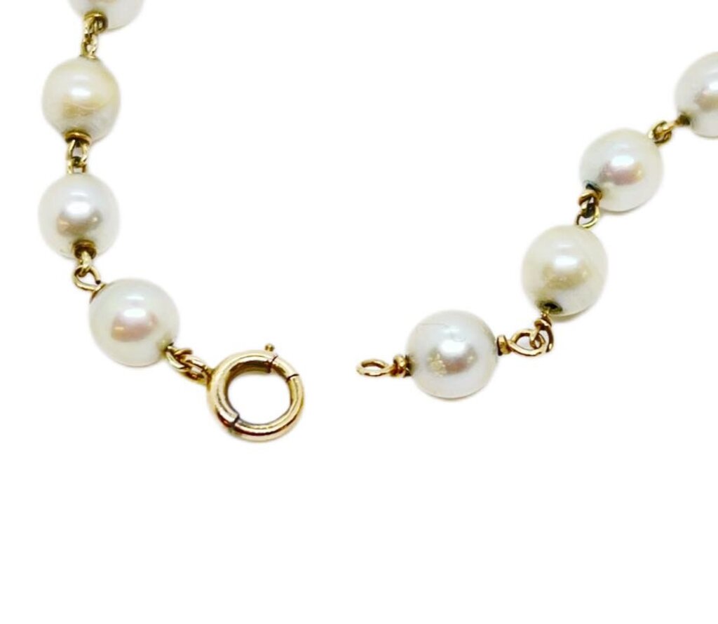 14Kt Gold & Cultured Pearl Bracelet