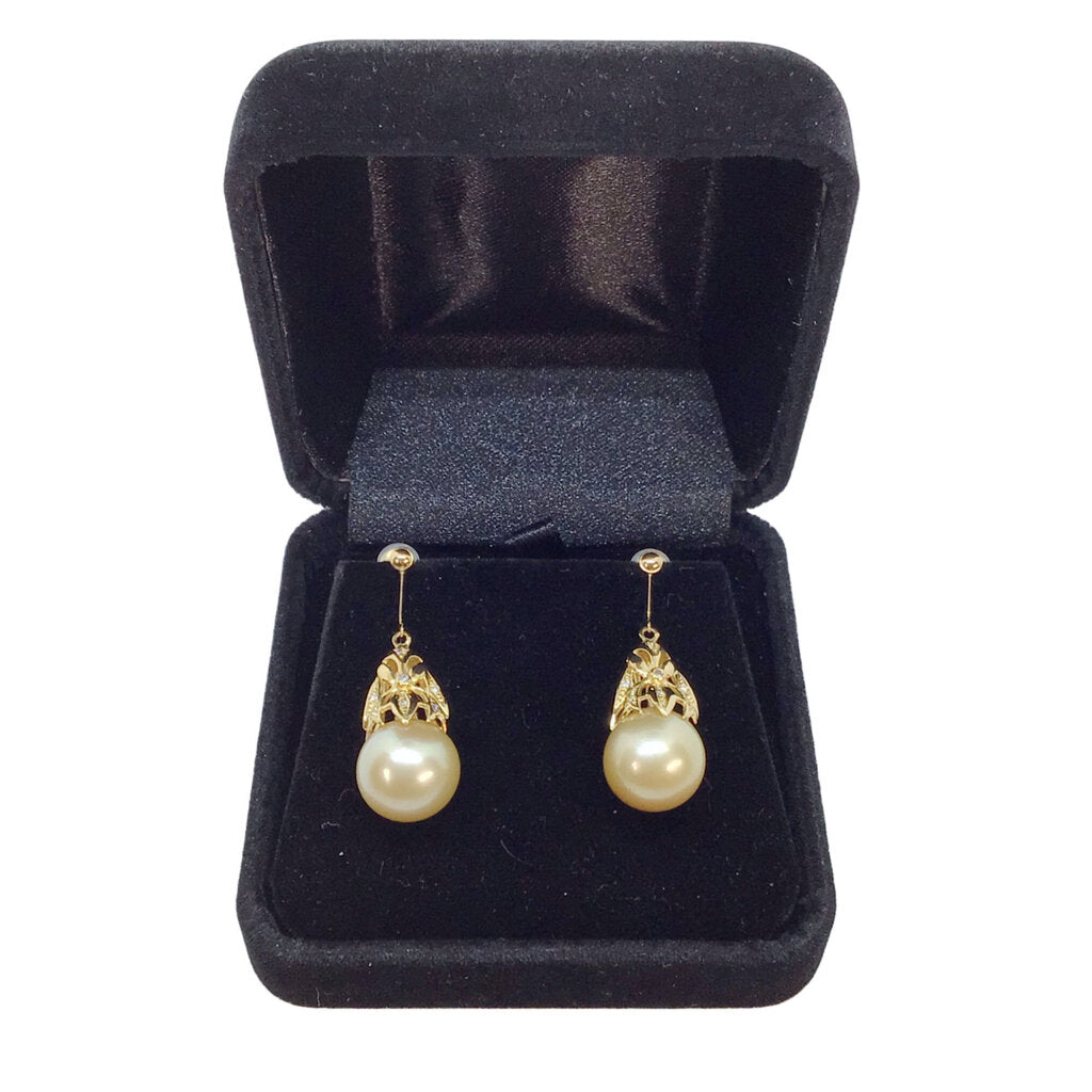 South Sea Pearls 18KG & Diamond Earrings