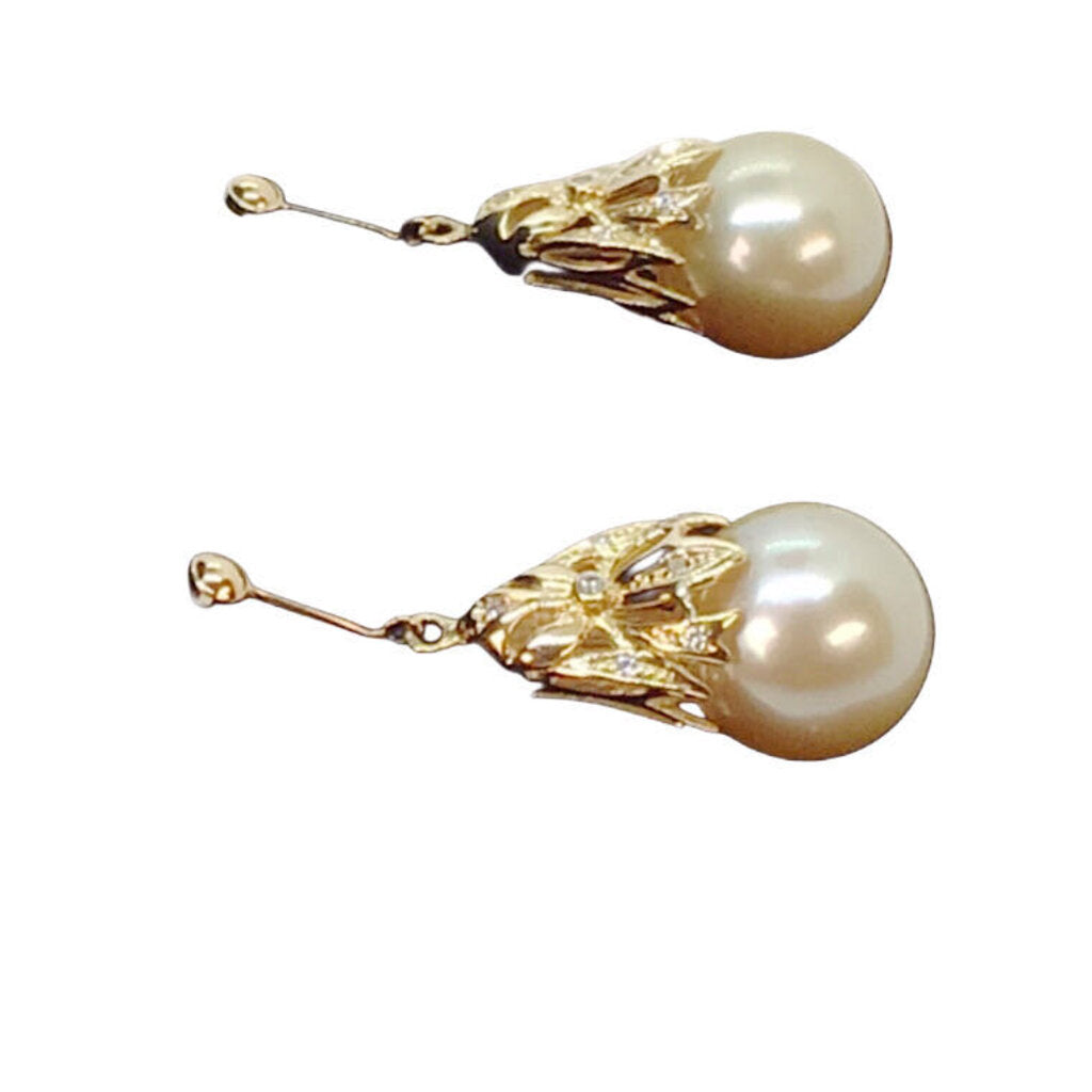 South Sea Pearls 18KG & Diamond Earrings