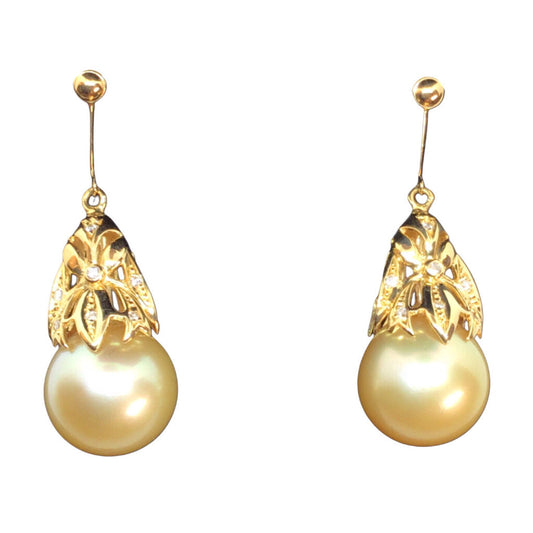 South Sea Pearls 18KG & Diamond Earrings