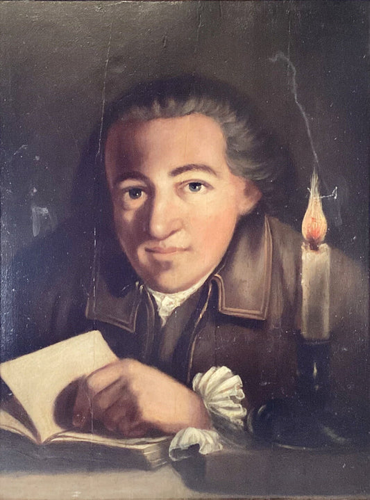 Artist Unknown. The Man Who Reads At Night. Oil on Board.