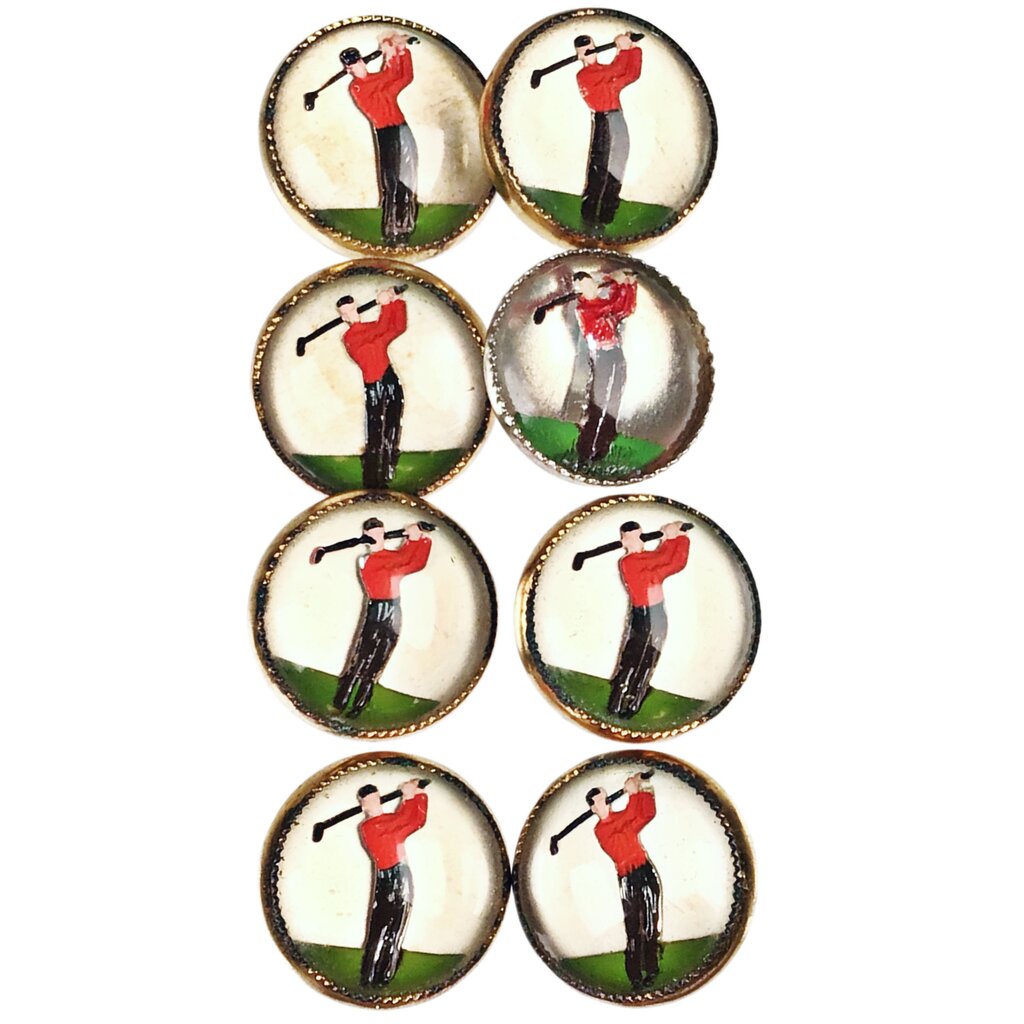 Antique British Intaglio Golfer Buttons.Small. (S/8)