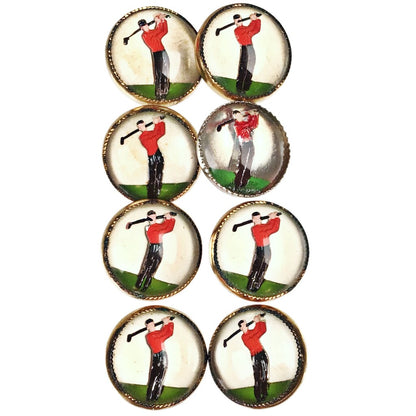Antique British Intaglio Golfer Buttons.Small. (S/8)