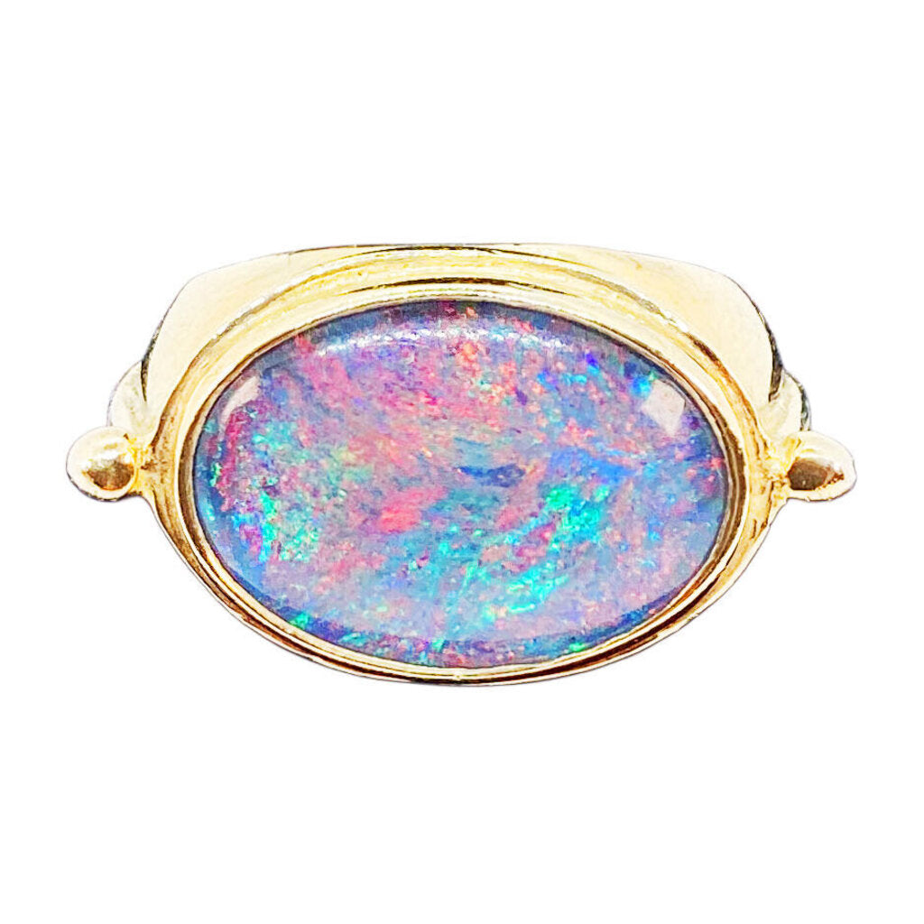 Vermeil Gold-Plated Silver & Opal Cabochon Ring