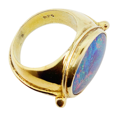 Vermeil Gold-Plated Silver & Opal Cabochon Ring